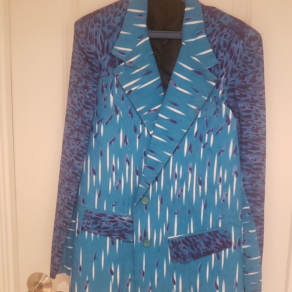 African Print Long Blazer